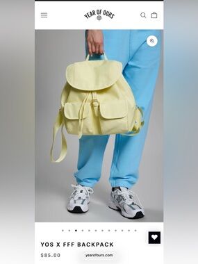 Year of Ours / YOS X FFF Backpack NWT - baby yellow - Soft touch Nylon